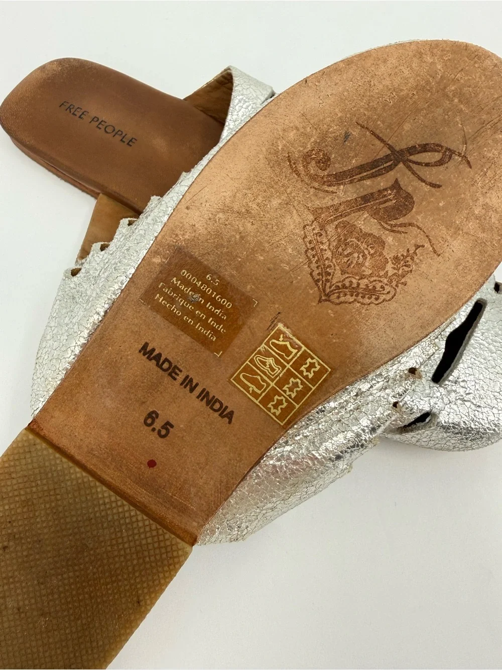 Free People Slice Of Sun Leather Mule in Silver Size 6.5